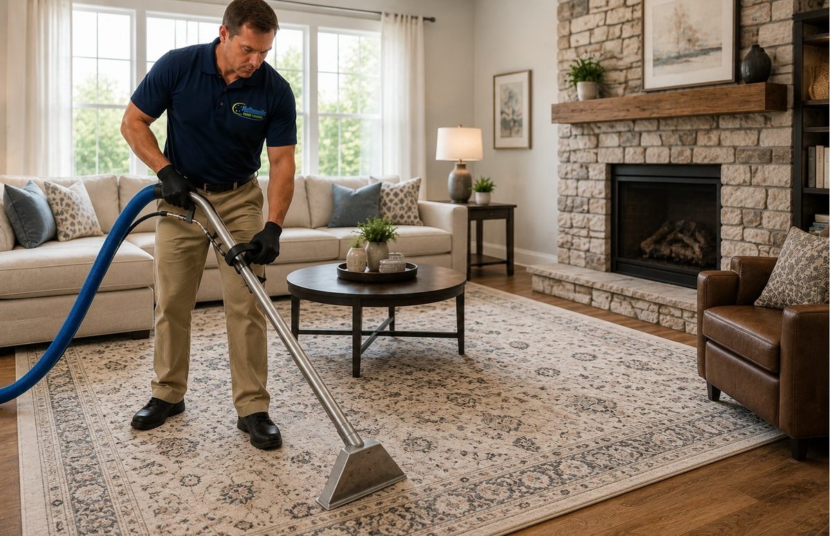 Professional area rug cleaning in a CSRA, Georgia living room