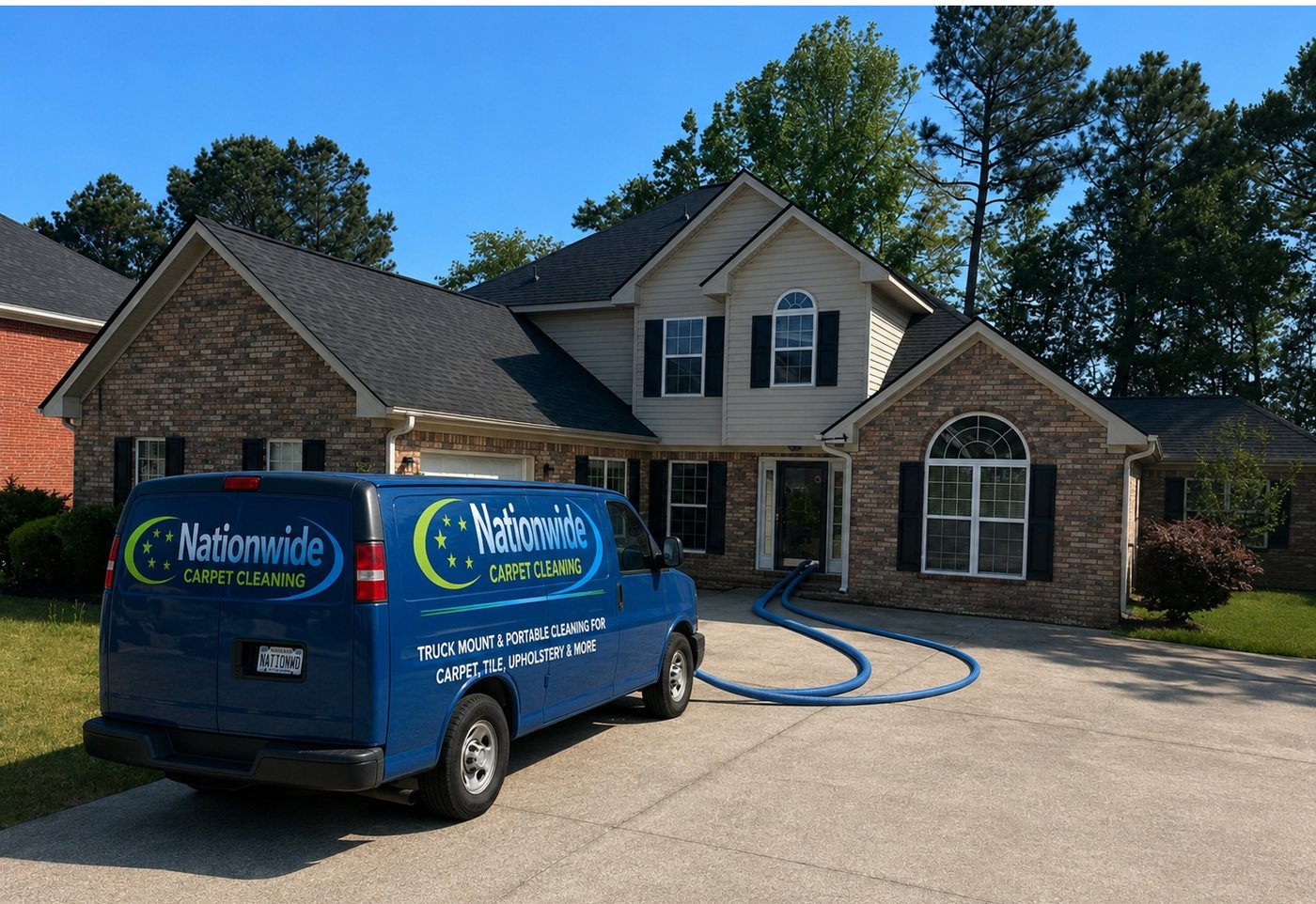 Nationwide Carpet Cleaning service van at a Grovetown, GA residential home